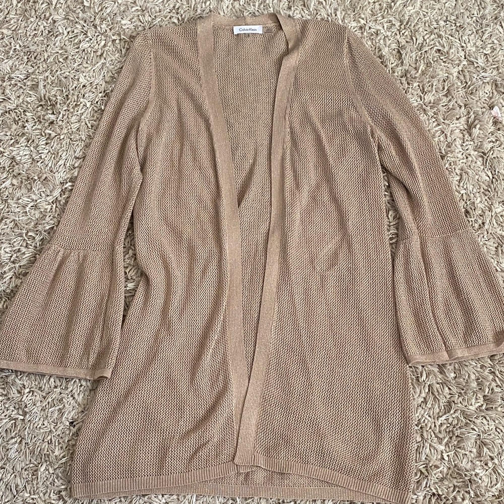 Calvin Klein Gold Open-Front Cardigan